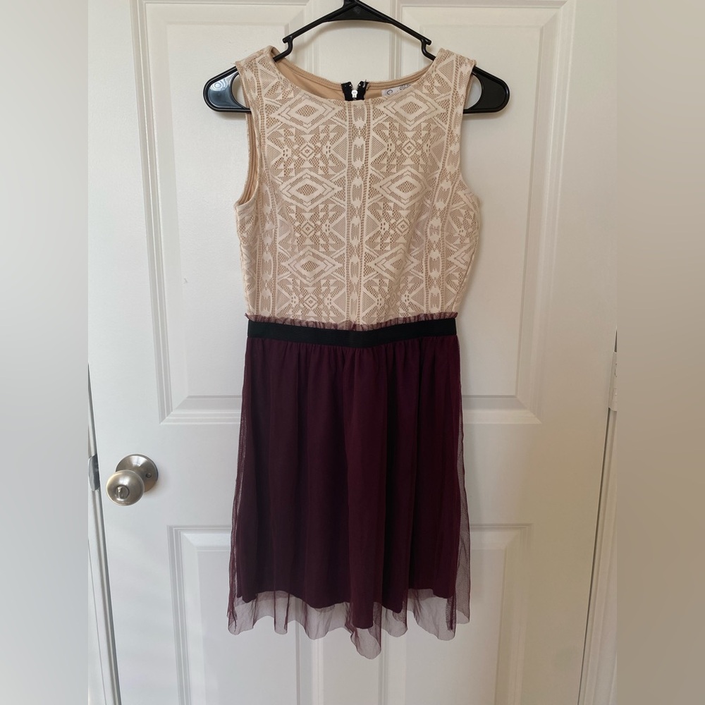 Speechless Cream and Purple Dress